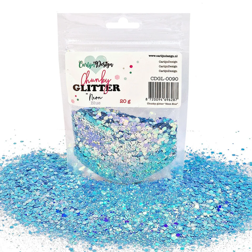CarlijnDesign CDGL-0090 chunky glitter neonblå 20 g