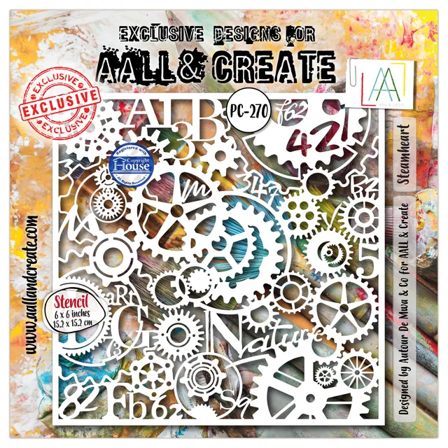 AALL & Create PC-270 Steamheart sjablong 15x15 cm steampunk