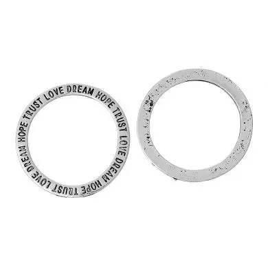 Korthobby Ring med ord metallpynt med tekst