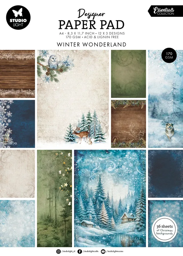 Studio Light Essentials Winter Wonderland papirblokk 36 ark vinter