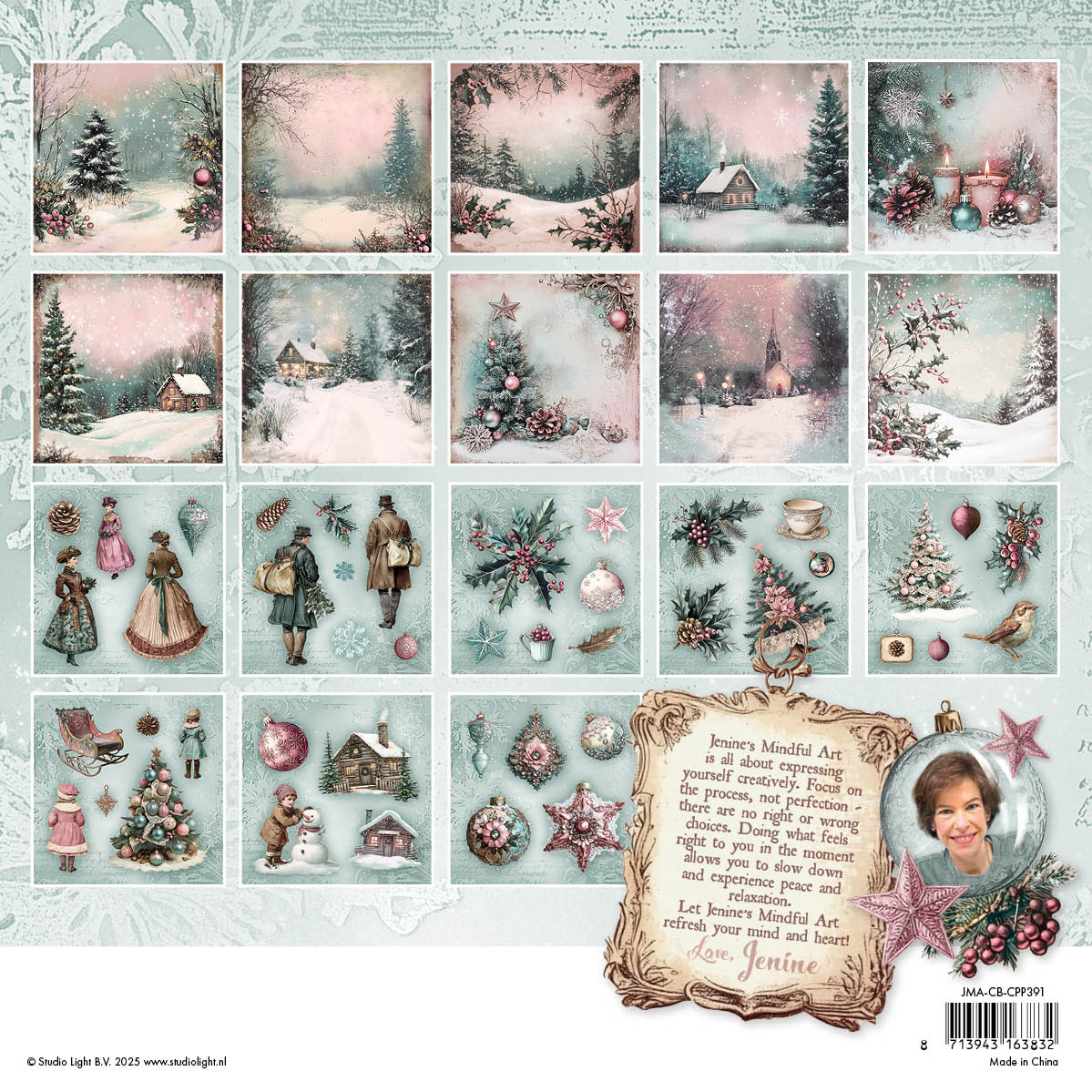 Jenine’s Mindful Art Christmas Blush collagepapir 36 ark jul
