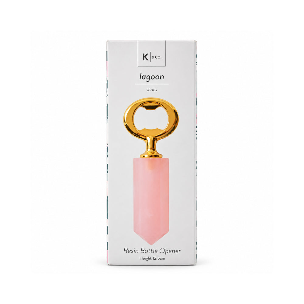 K&Co. Lagoon flaskeåpner rosa resin 12,5 cm