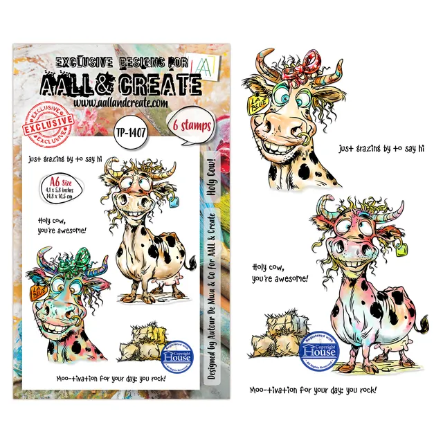 AALL & Create TP-1407 Holy Cow stempelsett A6 6 fotopolymer