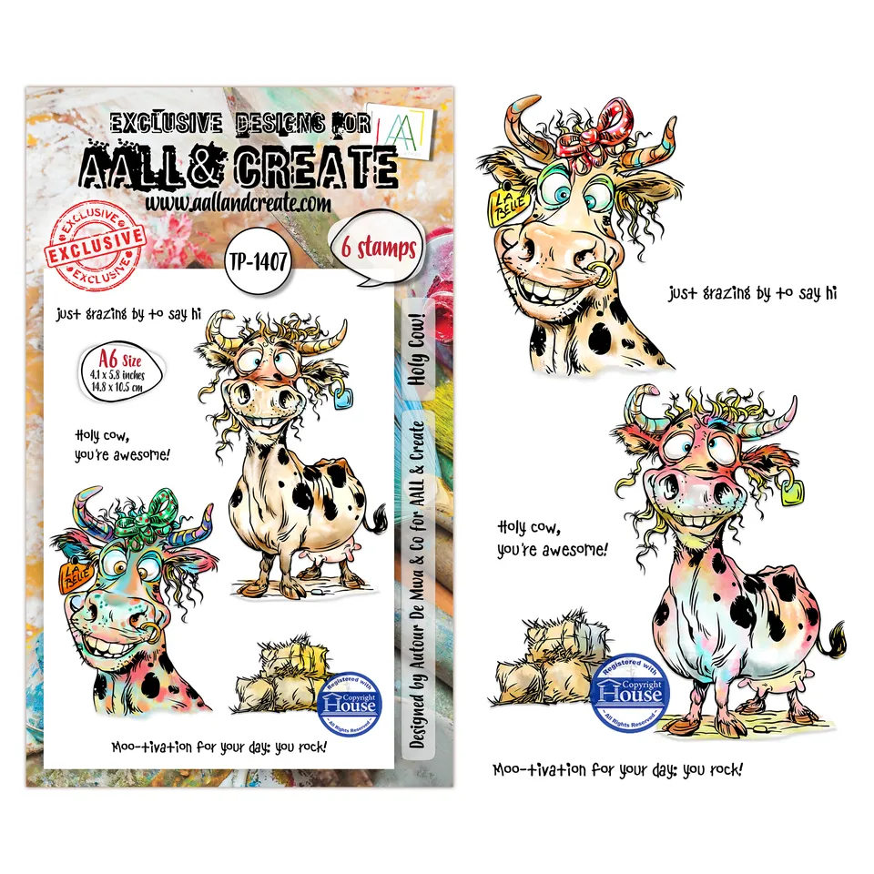 Aall and Create TP-1407 Holy Cow stempelsett A6 ku