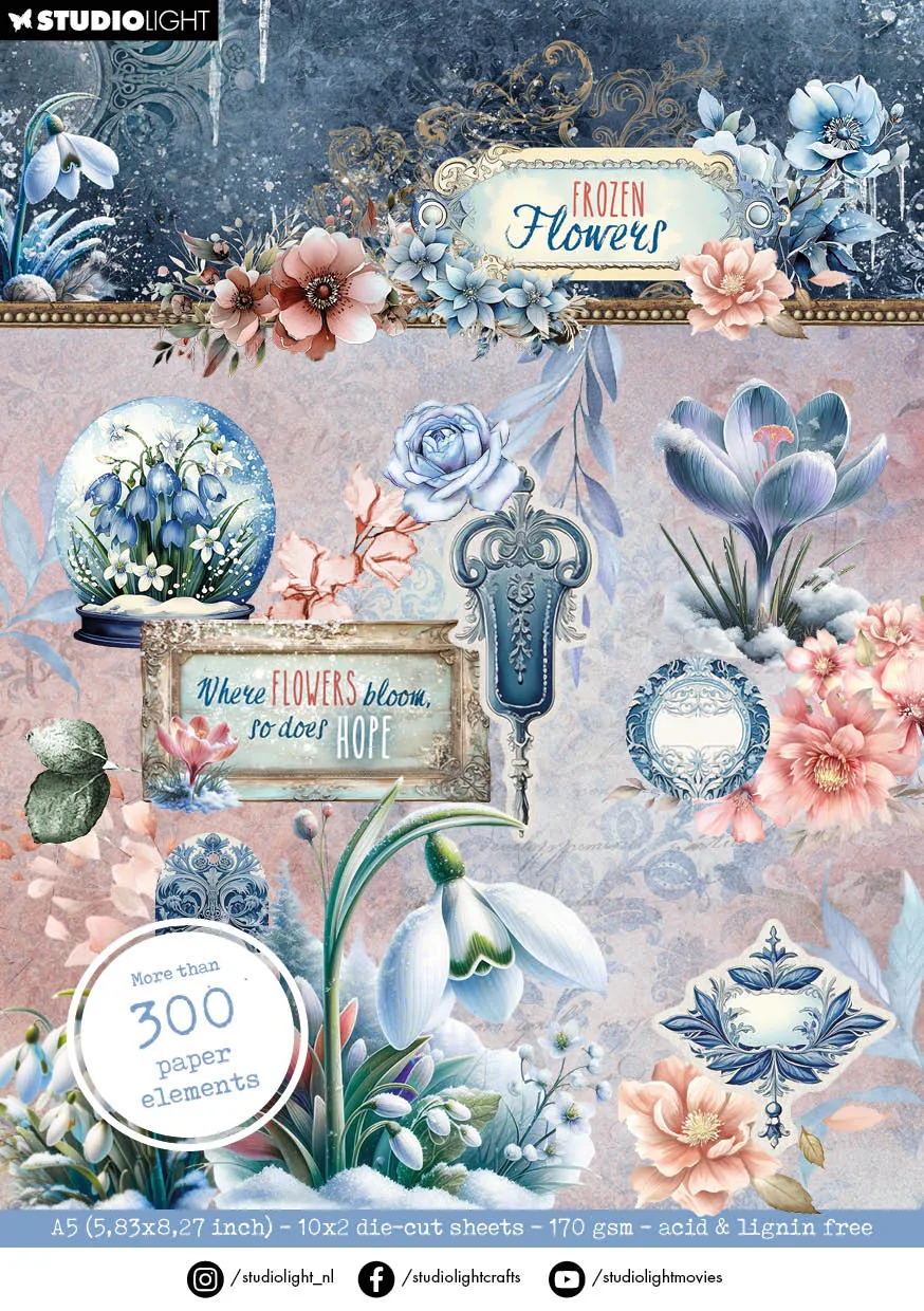 Studio Light Frozen Flowers die-cut papir vinter
