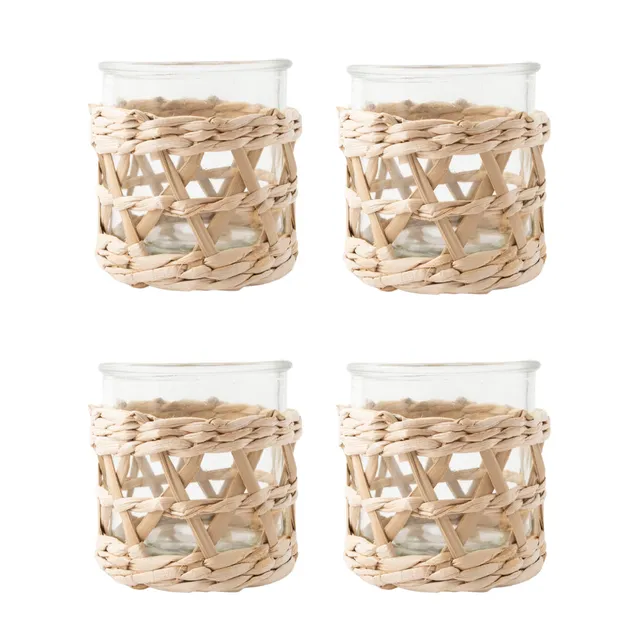 KaiserCraft Coastal Tones Raffia glass 4-pk 8x8 cm