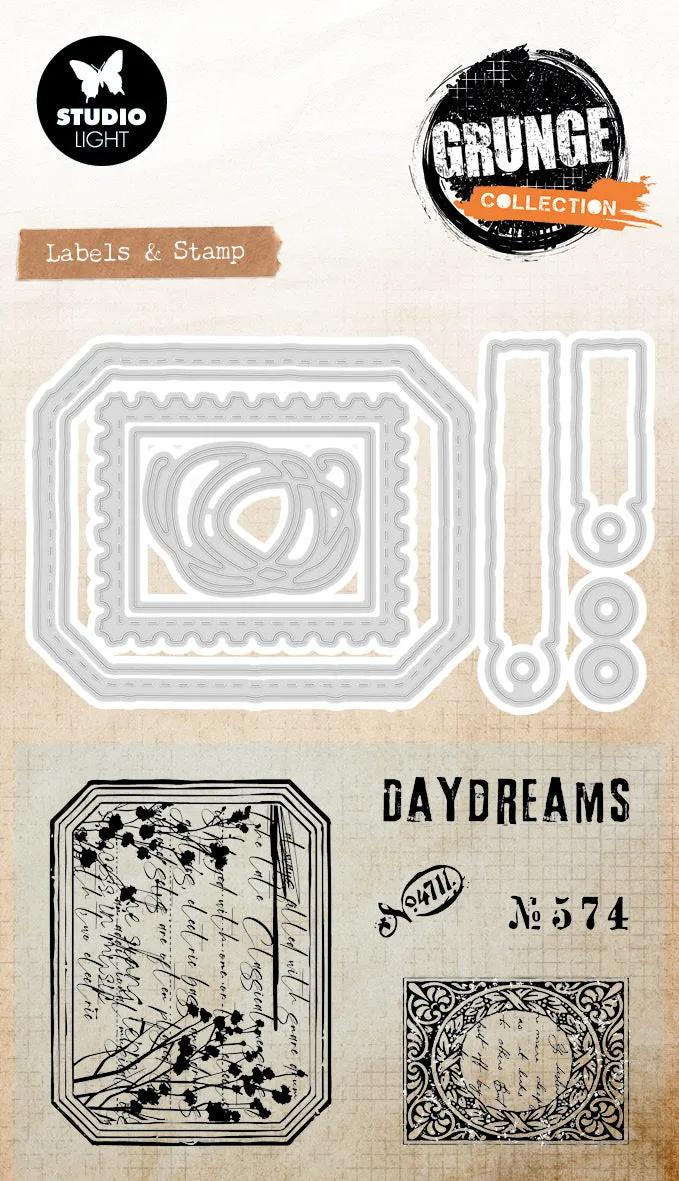 Studio Light Grunge stempel og die Label & Stamp