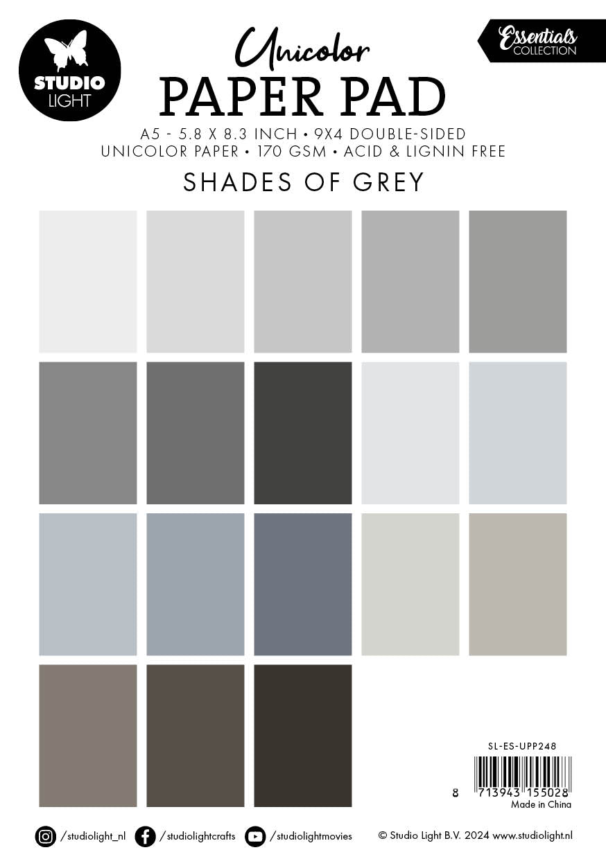 Studio Light Essentials papirblokk Shades of grey A5