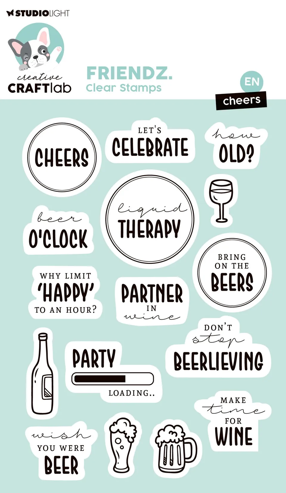 Creative Craftlab Friendz Cheers clearstamp skål