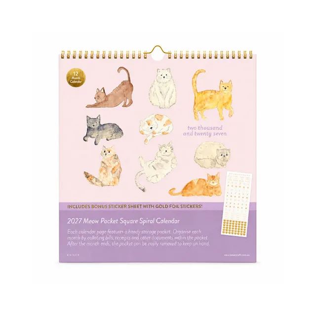 KaiserCraft Pocket Square 2027 lommekalender MEOW med lommer