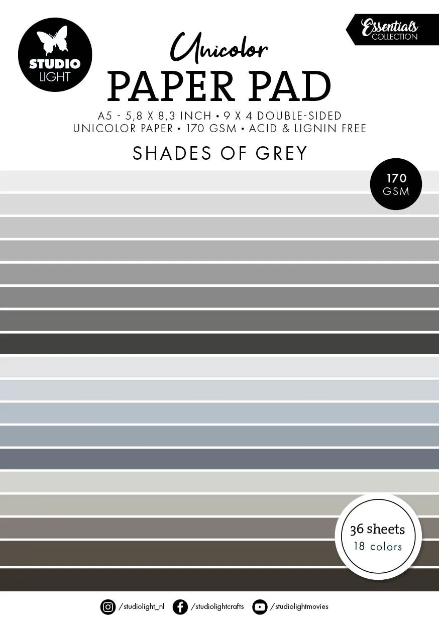 Studio Light Essentials papirblokk Shades of grey A5