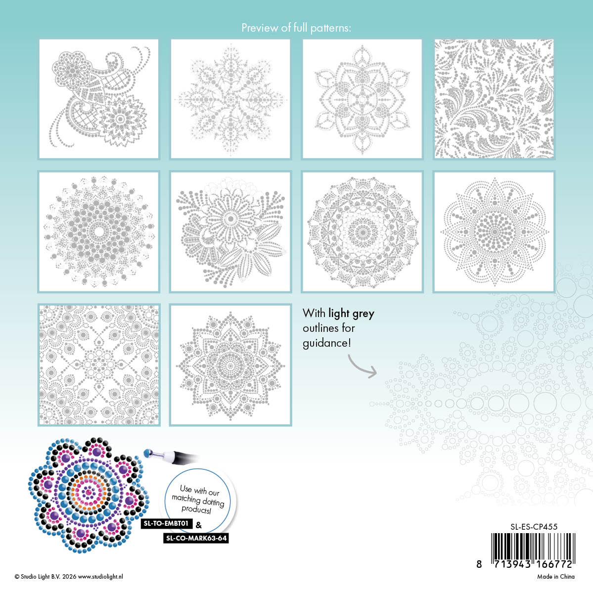 Studio Light Essentials Dot Mandalas fargeleggingsark 20 ark prikker