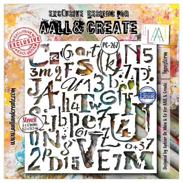 AALL & Create PC-267 Typestorm sjablong 15x15 cm bokstaver