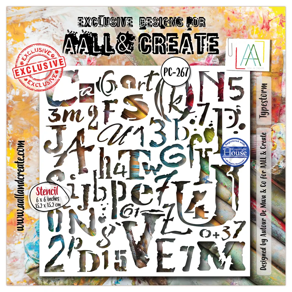 AALL & Create PC-267 Typestorm sjablong 15x15 cm bokstaver