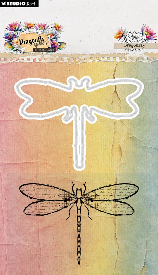 Hazel Eaton Dragonfly Dreams stempel + dies Dragonfly øyenstikker