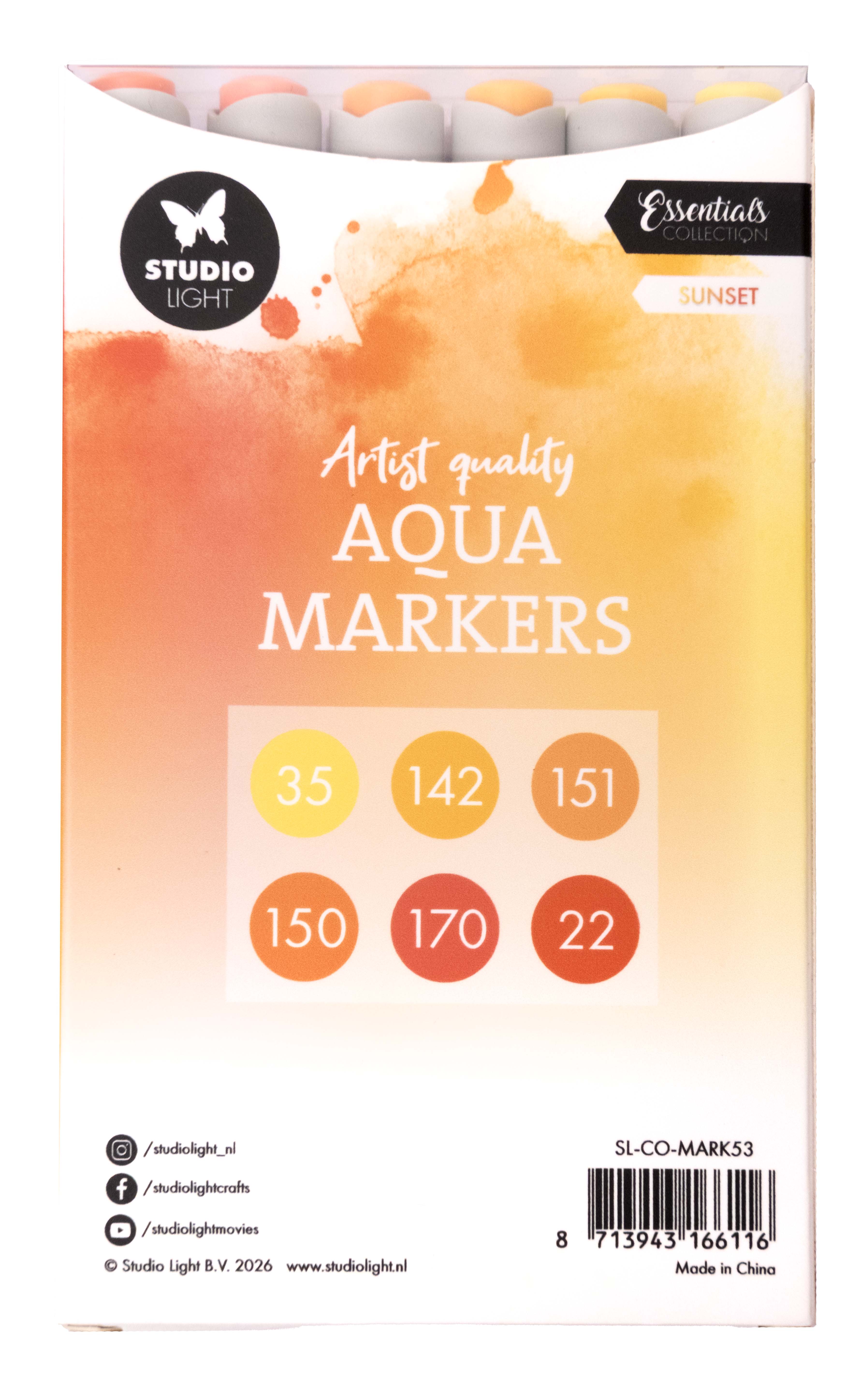Studio Light Essentials aqua markers Sunset 6 stk tusjer
