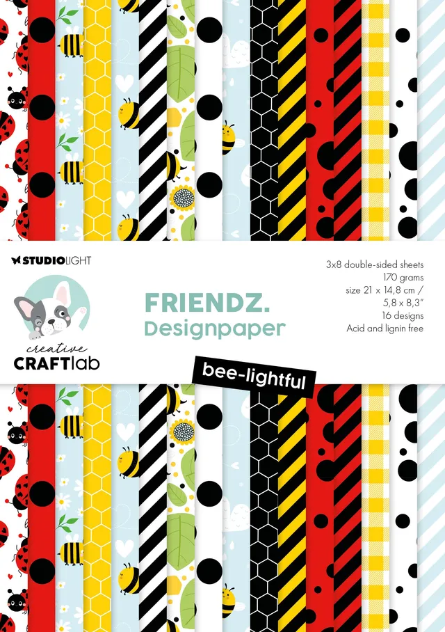 Studio Light Friendz Bee-lightful papirblokk 24 ark bier