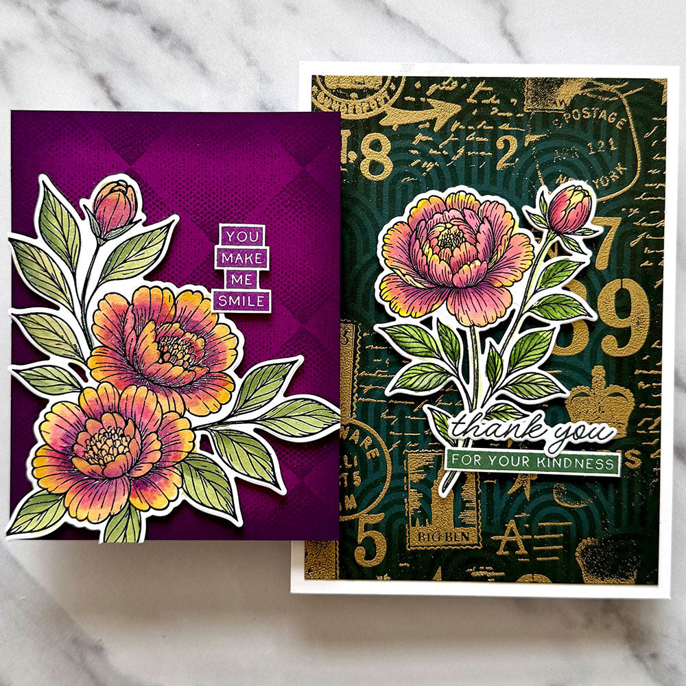 Simon Hurley Sketched Peonies stempel 6x9 fotopolymer