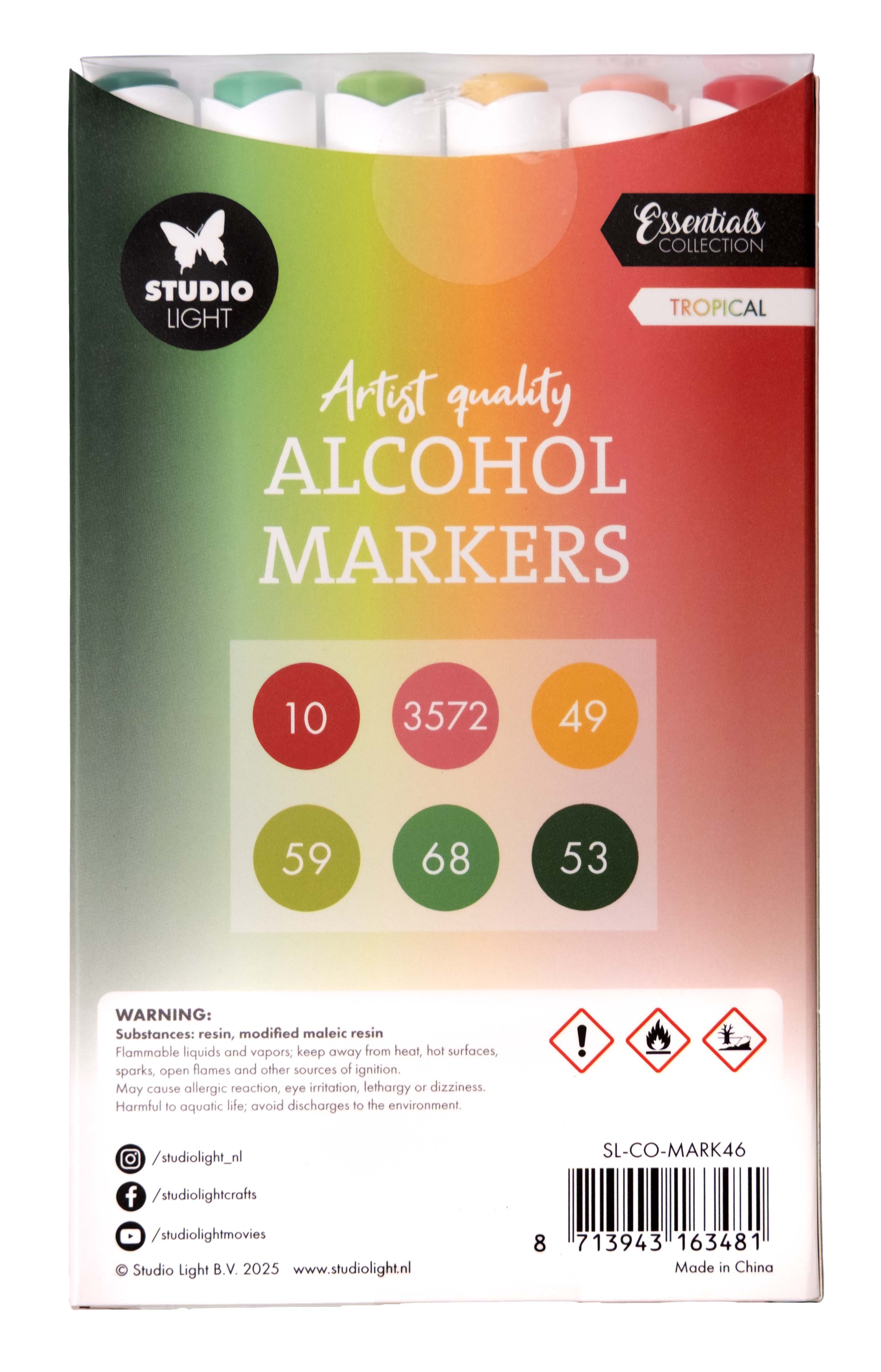 Studio Light Essentials Tropical alkoholmarkere 6 stk tropiske farger
