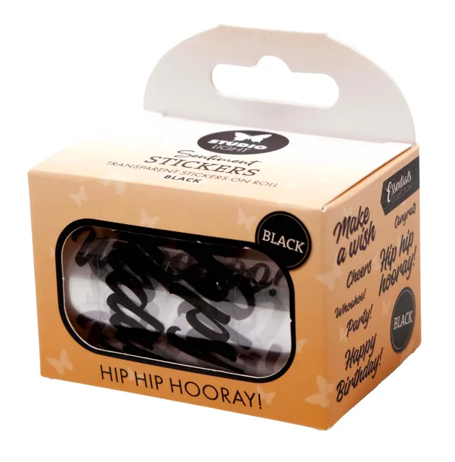 Studio Light Essentials Hip Hip Hooray klistremerker svart 5 m