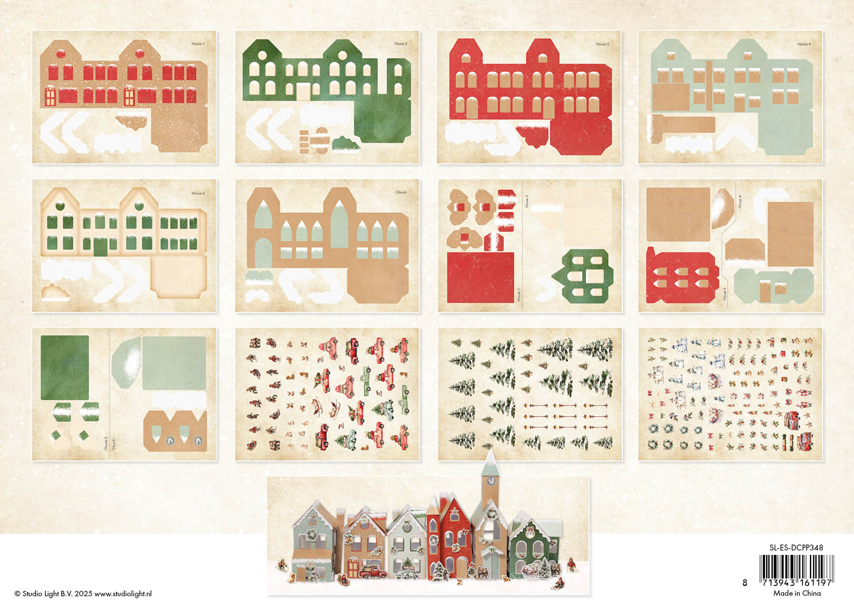 Studio Light Essentials die-cut papirblokk Christmas 12 ark