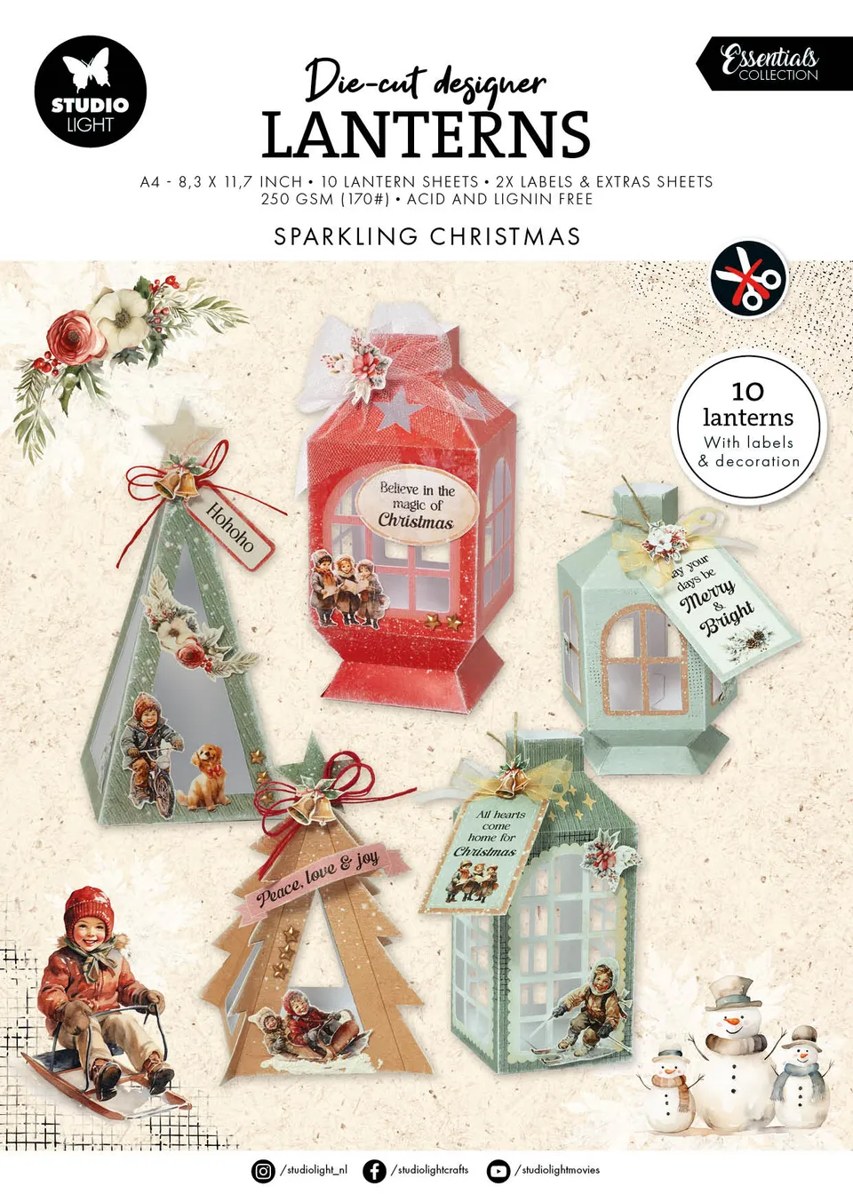 Studio Light DIY Lanterns Sparkling Christmas papirblokk 12 ark