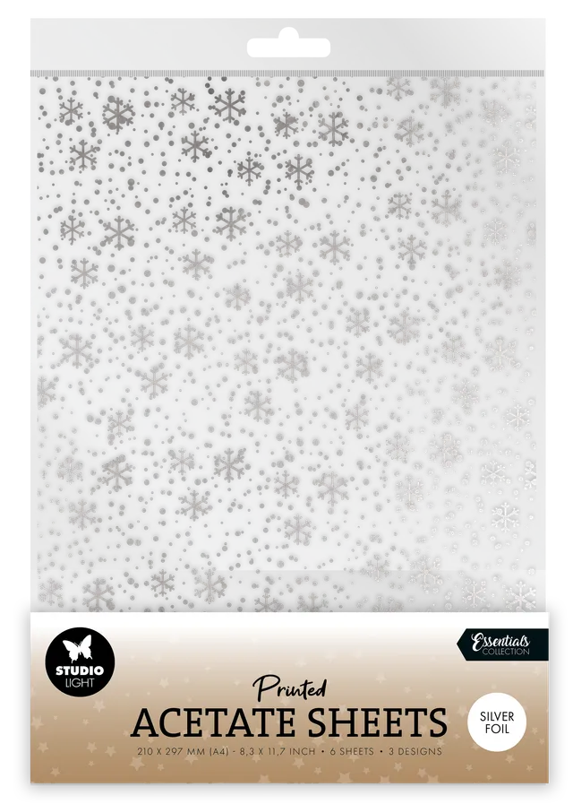 Studio Light Essentials Snowflakes Silver acetatark 6-pk