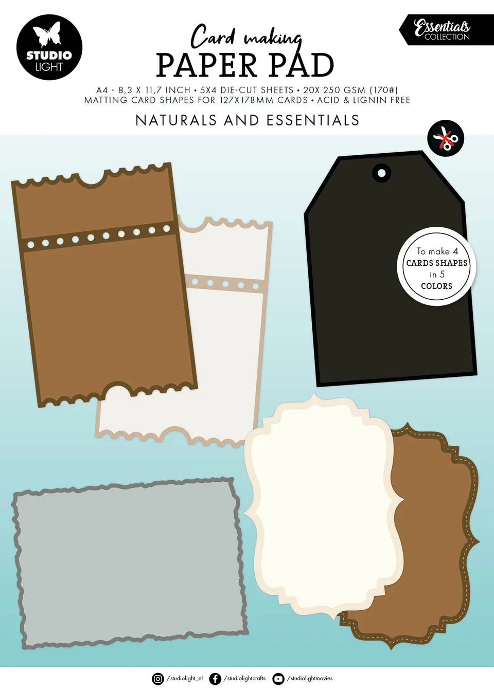 Studio Light Essentials kortblokk Naturals 127x178mm 20 ark