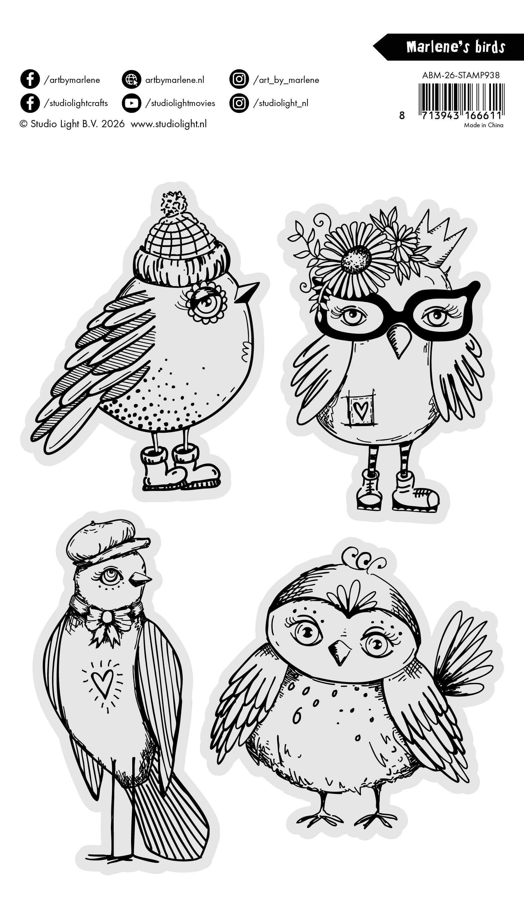 Art By Marlene 2026 Marlene's birds clear stempel fugler
