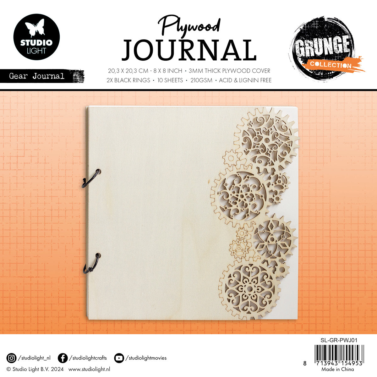 Studio Light Grunge Gear Journal plywood journal tannhjul