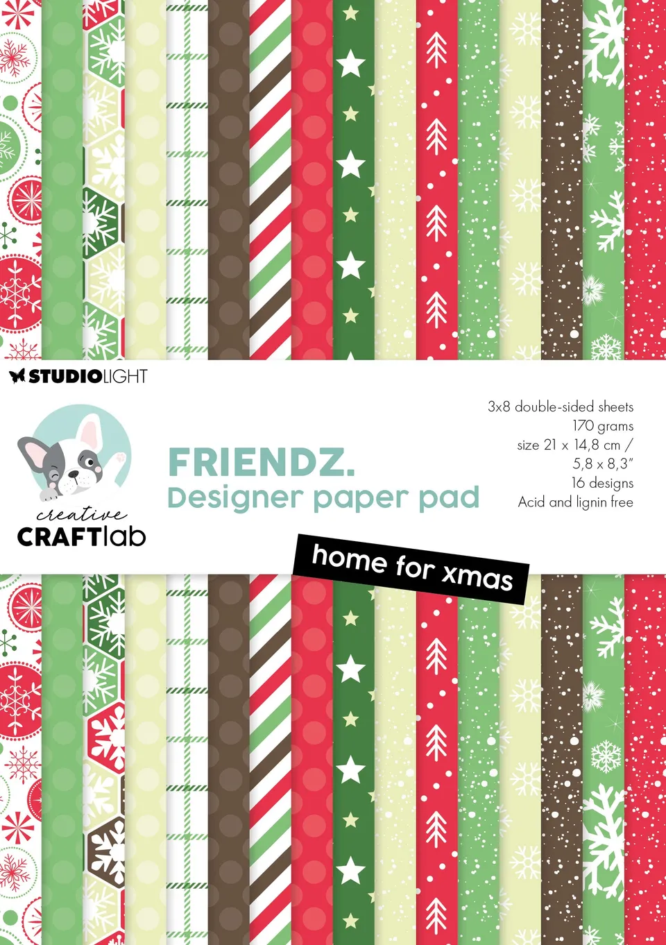 Studio Light Friendz Home for xmas papirblokk jul