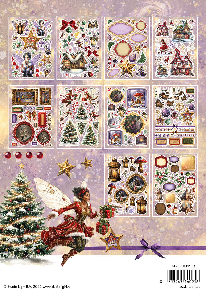 Studio Light Essentials Fairy Christmas diecut papirblokk 20 ark
