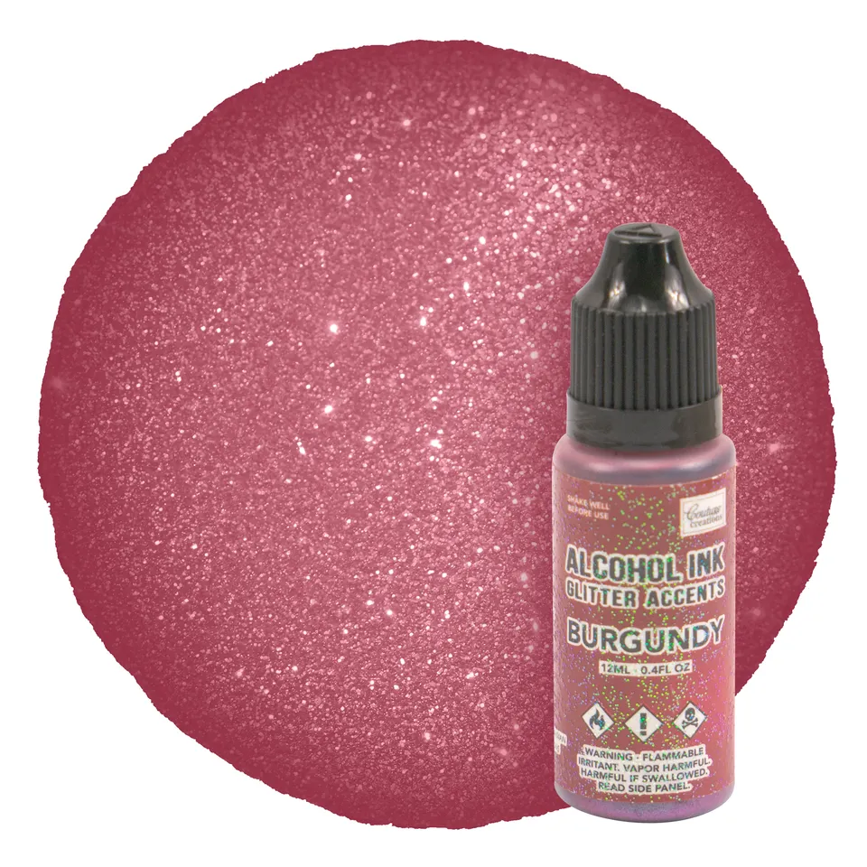 Couture Creations Alcohol Ink Glitter Accents alkoholblekk 12 ml Burgundy