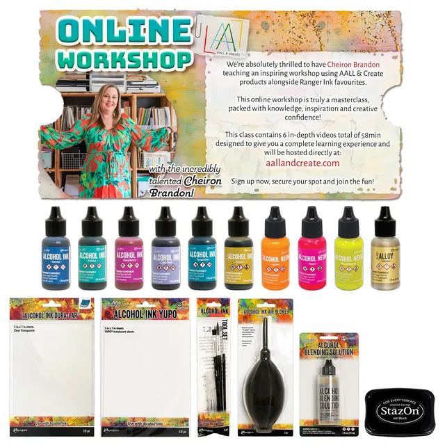 Aall and Create Magic Alcohol Inks nettkurs med kit Cheiron