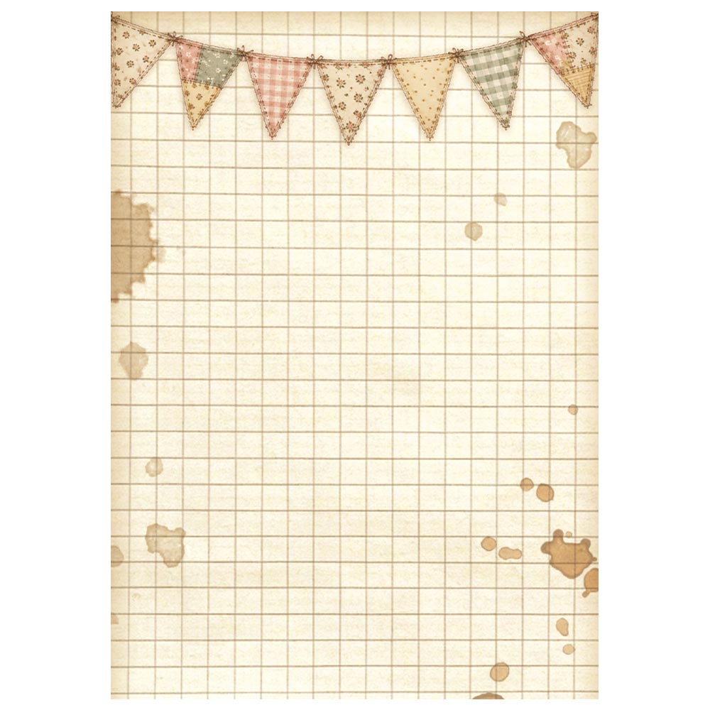 Stamperia Cozy Family rispapir A6 bakgrunner 8 stk