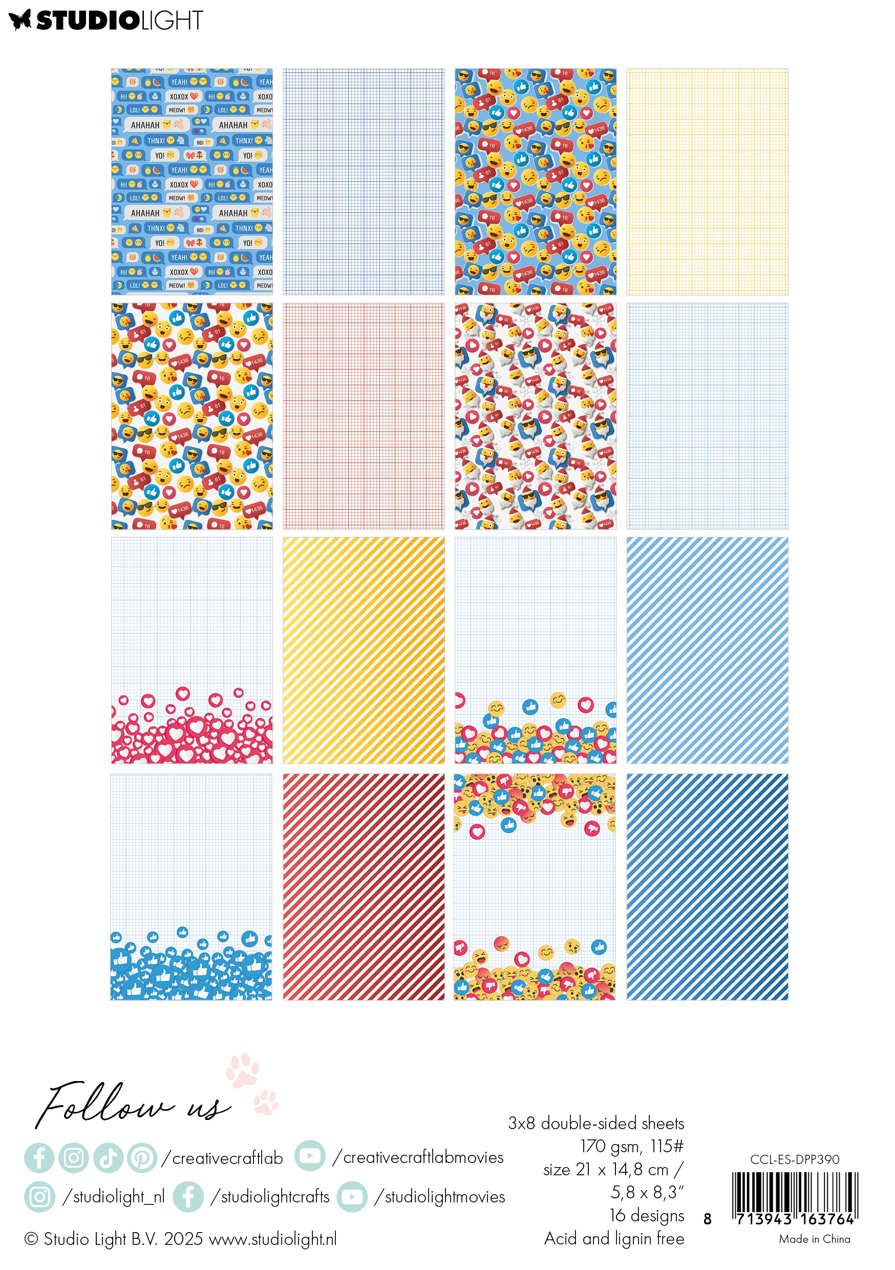 Studio Light Creative Craftlab Speak emoji papirblokk A5