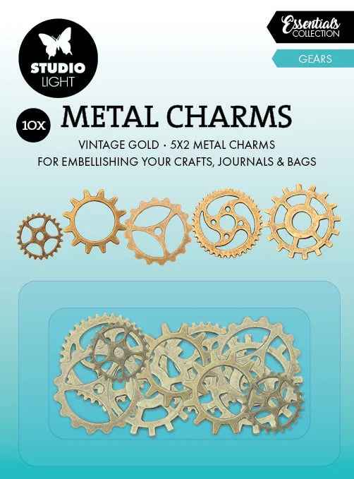 Studio Light Essentials Gears metallcharms 10 stk tannhjul