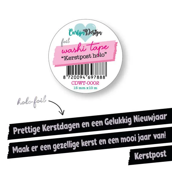 CarlijnDesign Kerstpost CDWT-0002 washi tape 10 m holo