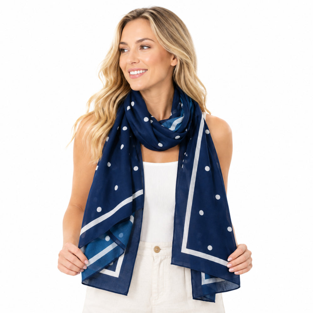 K&Co Sunset Spritz Navydot sommerskjerf 180x90cm