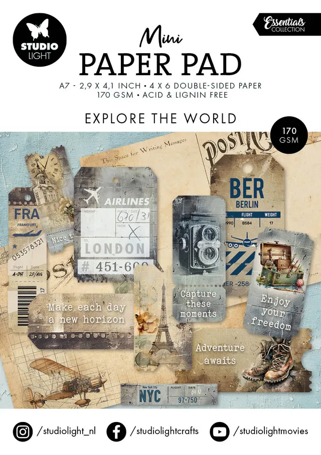 Studio Light Essentials Explore the World papirblokk 74x105 mm reisemotiv