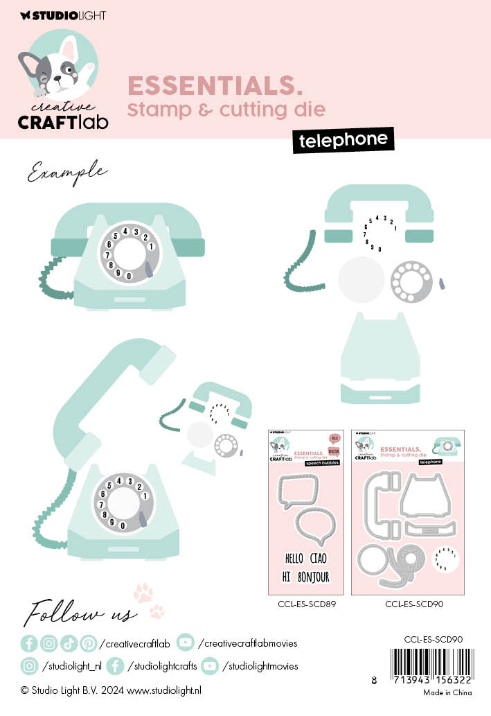 Creative Craftlab stempel og dies telephone hverdagsmotiv