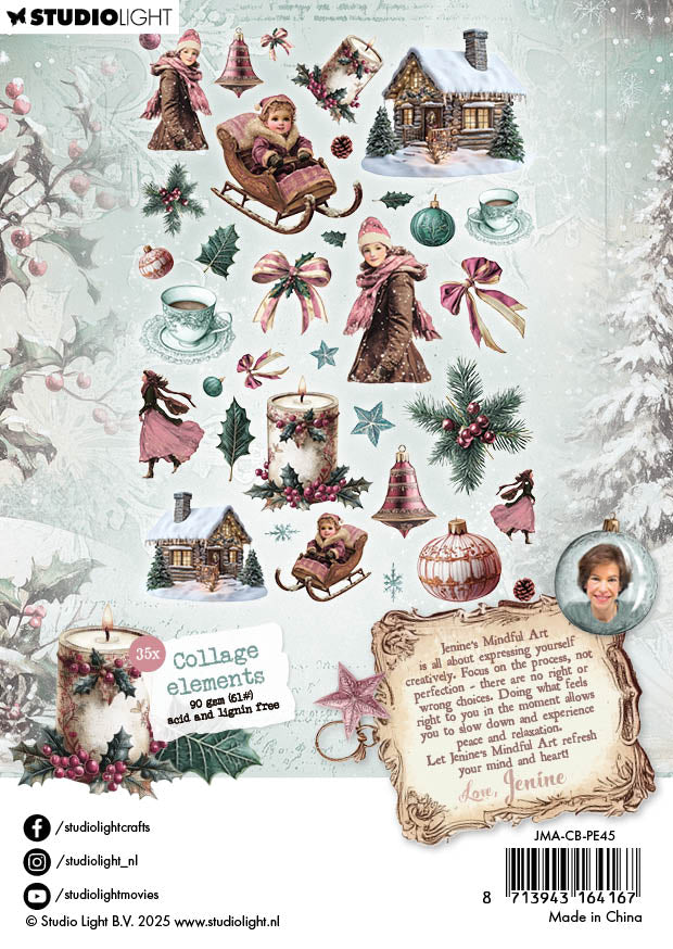 Studio Light Christmas Blush papirelementer 35 stk jul