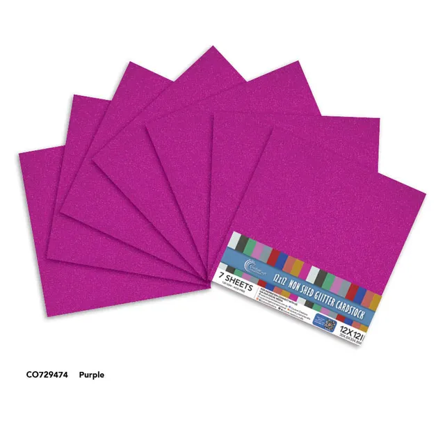 Couture Creations glitterpapir 12x12 7 ark lilla 120 gsm
