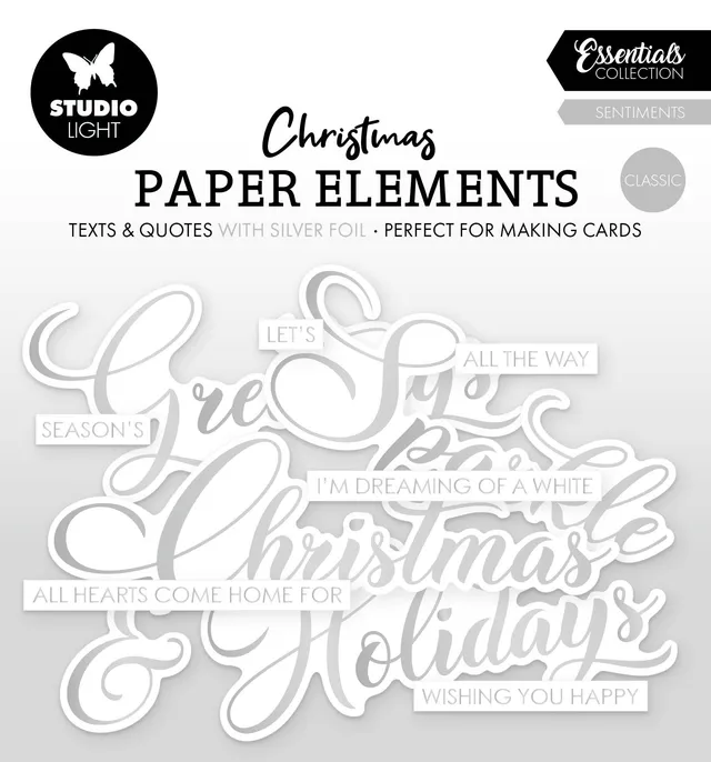 Studio Light Essentials Silver Sentiments Classic papirelementer 40 stk