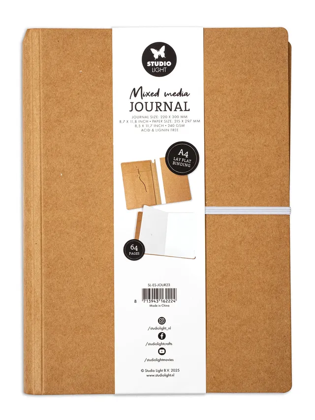 Studio Light Essentials Mixed Media journal A4 64 sider kraft
