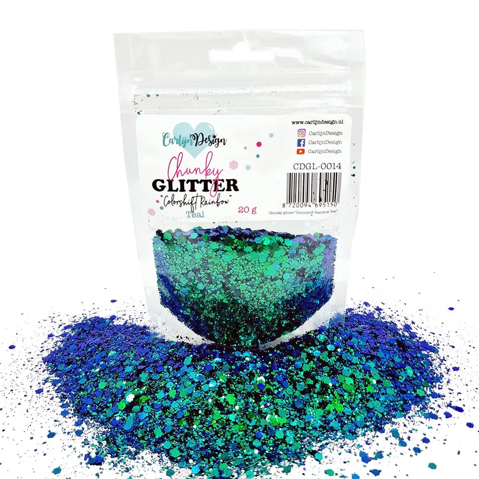 CarlijnDesign Chunky CDGL-0014 glitter Rainbow Teal 20g