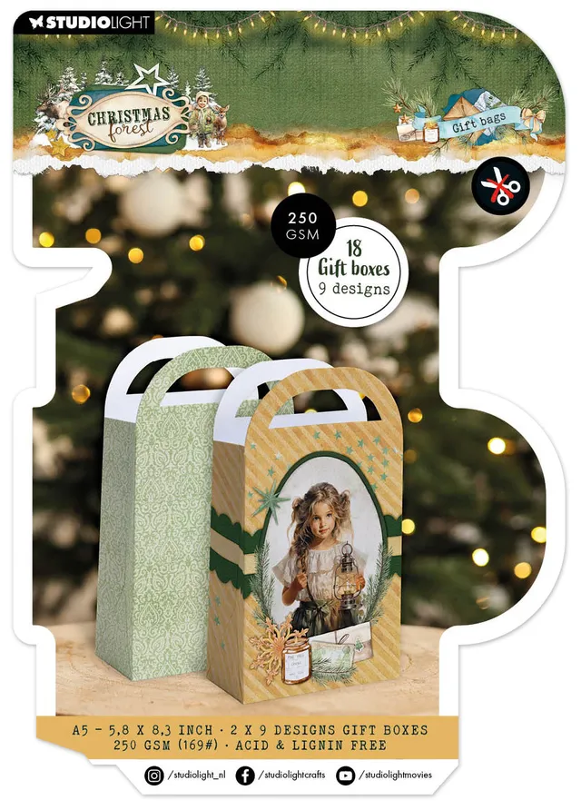 Studio Light Christmas Forest Giftbag papirblokk 18 ark jul
