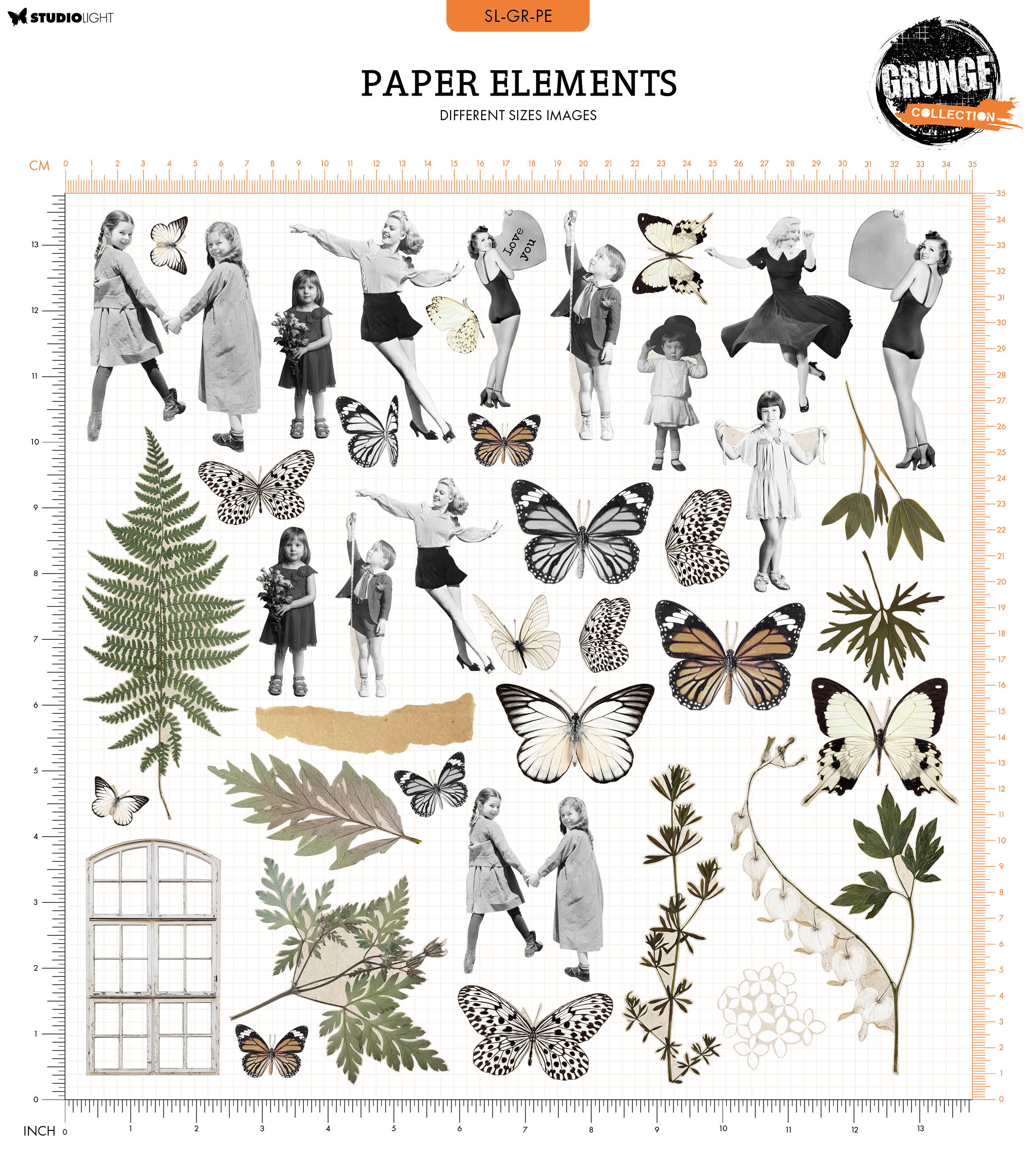 Studio Light Grunge People & Botanics papirelementer collage