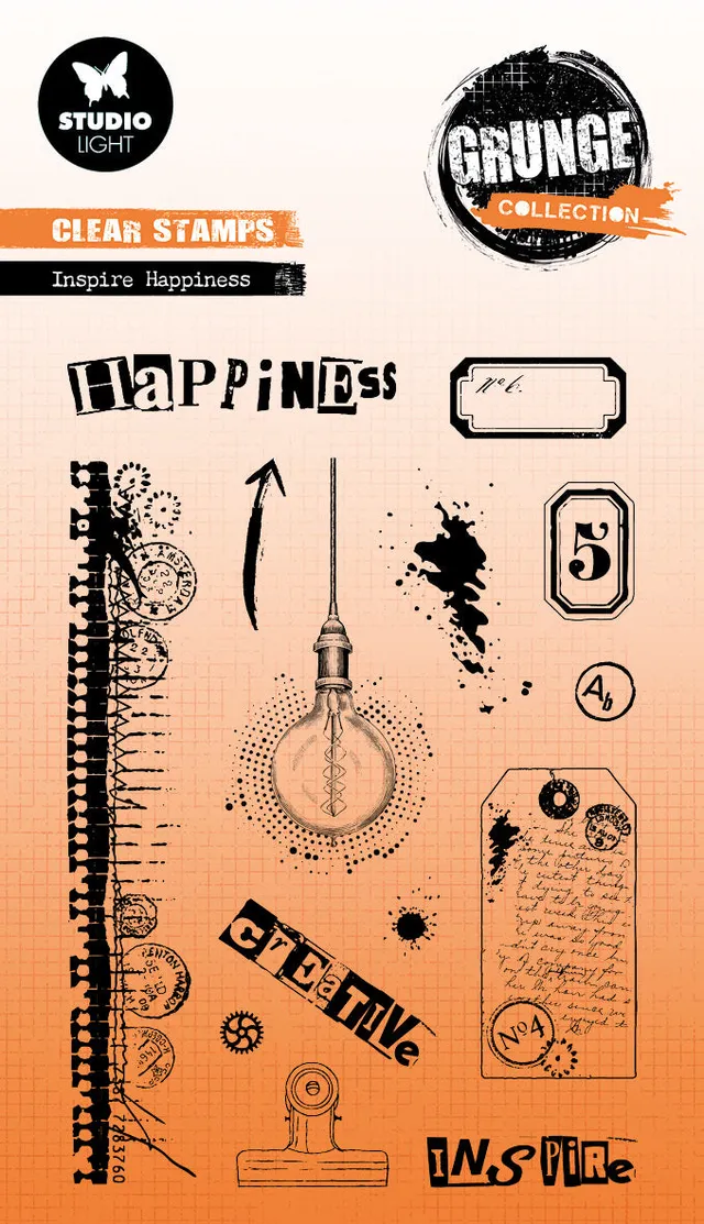 Studio Light Grunge Inspire Happiness klarstempel