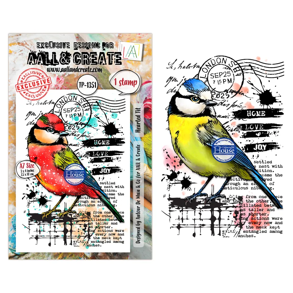 AALL & Create TP-1351 Hearted Tit stempelsett A7 fugl